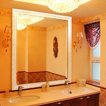 伯仑欧式方形浴室镜，高清防水防震裂镜子，立体磨斜边壁挂卫浴镜