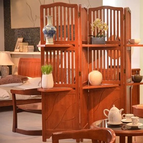 4扇门360度旋转实木屏风