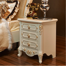 丁满堂欧式象牙白实木床头柜，J2151系列带阻尼描金雕花床边柜