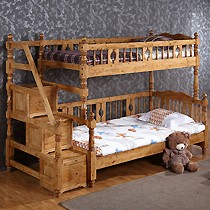 FURNITURE/花田家私牌美式子母床，C-202型胡桃木儿童床，特制罗马柱设计