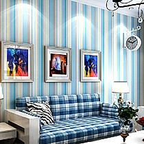 地中海风情壁纸造型，唯美蓝色竖状条纹，型号: AL78201