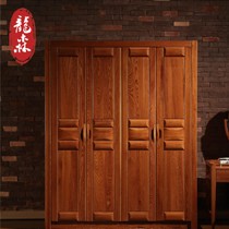 龙森现代中式衣橱，实木组合四门平拉衣柜，传统古典，型号E017